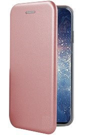 Луксозен кожен калъф тефтер ултра тънък Wallet FLEXI и стойка за Samsung Galaxy A41 A415F златисто розов